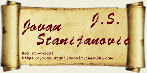 Jovan Stanijanović vizit kartica